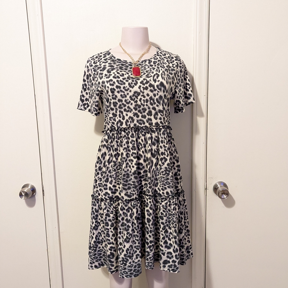 Leopard Print Short Sleeve Dress